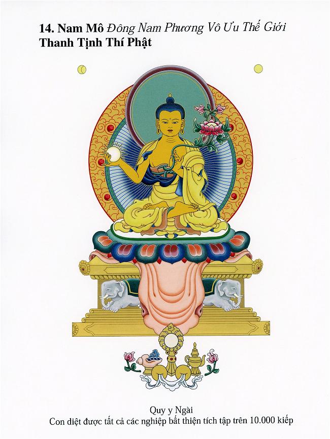 Nam Mô Đông Nam Phương Vô Ưu Thế Giới Thanh Tịnh Thí Phật