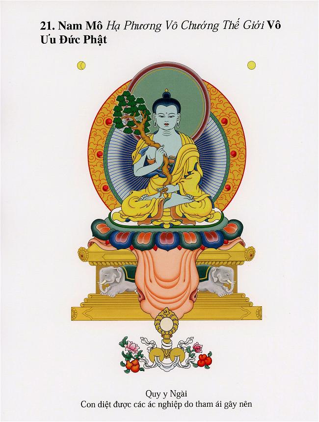 Nam Mô Hạ Phương Vô Chướng Thế Giới Vô Ưu Đức Phật